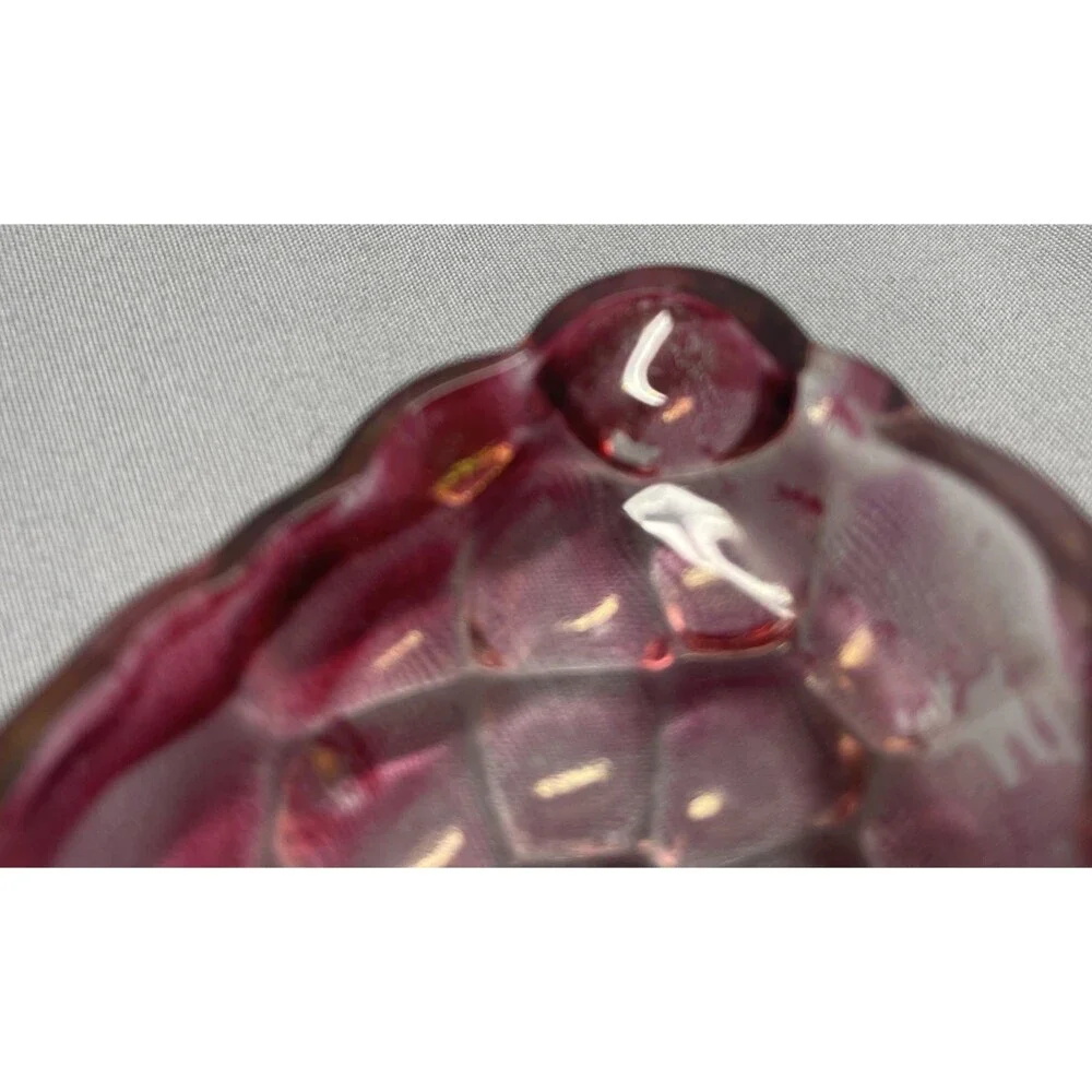 Vintage Anchor Hocking Grape Cluster Candy Mint Trinket Dish Translucent Purple
